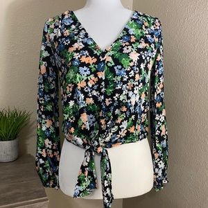 Button down Tie-Front Blouse